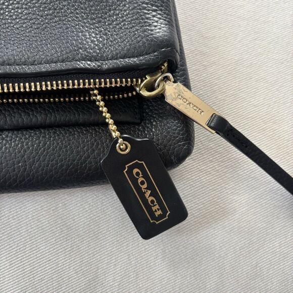 COACH Coach All Leather Shoulder Bag Crossbody Black - Picture 3 of 7